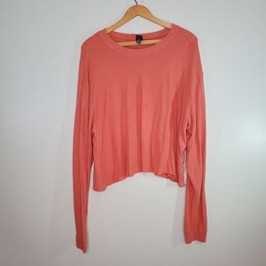 Wild Fable Asymmetrical Salmon Pink Long Sleeve Crop Top XL